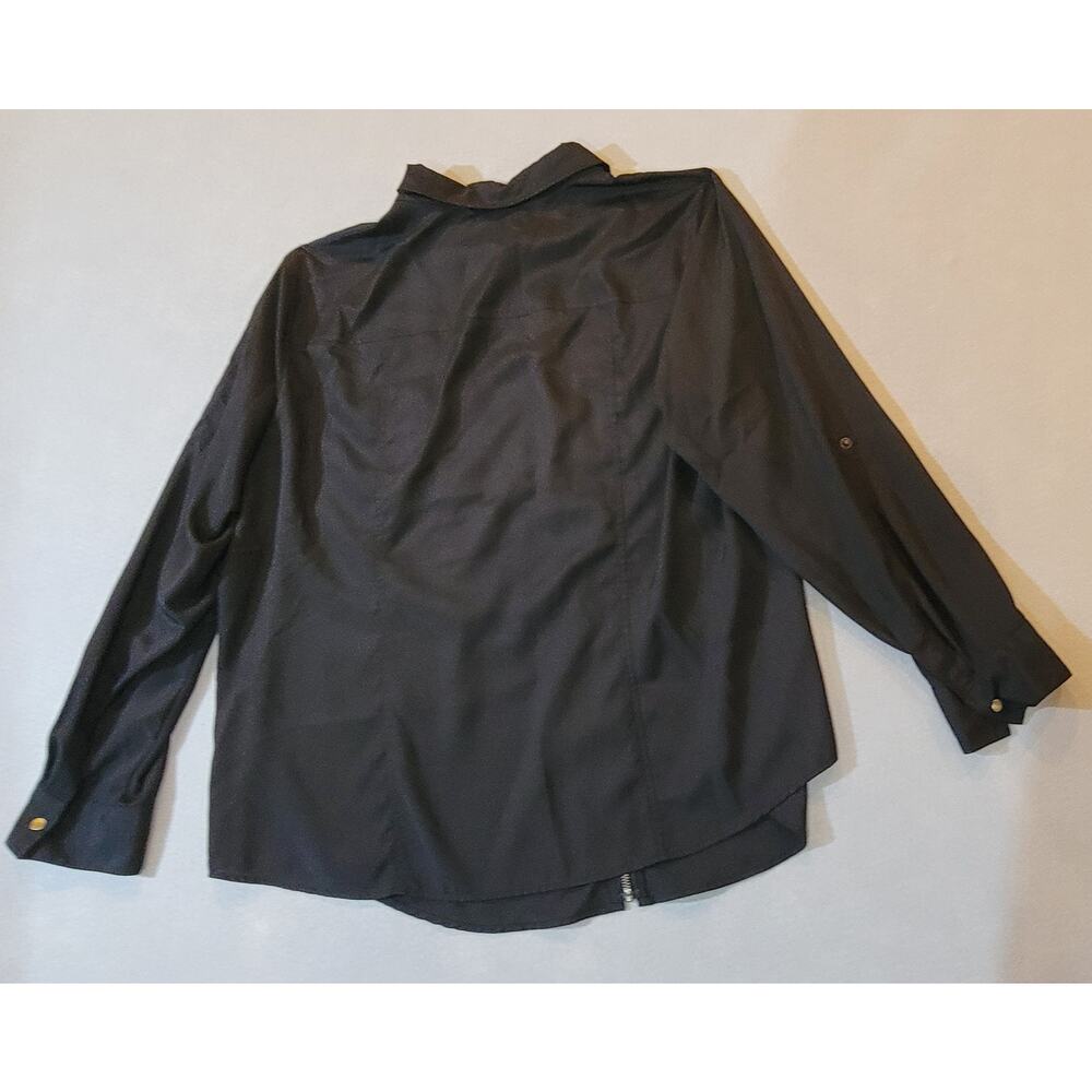Michael Kors Black Long Sleeve Full-Zip Front Blouse - 2XL - Picture 3 of 3